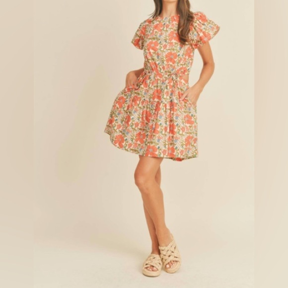 & Merci Boho Floral Puff Sleeve Lindsay Dress Size Large - Picture 1 of 8